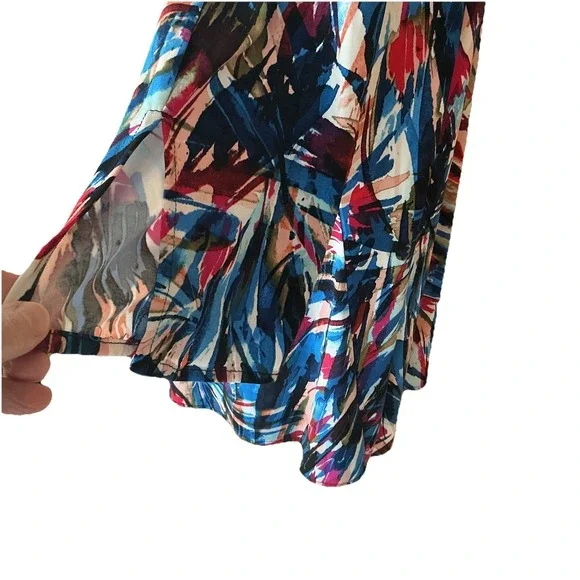 Women's 3/4 Sleeve Colorful Dress Zipper Front Open Flared Sleeves Artsy 22/24 - Picture 4 of 10